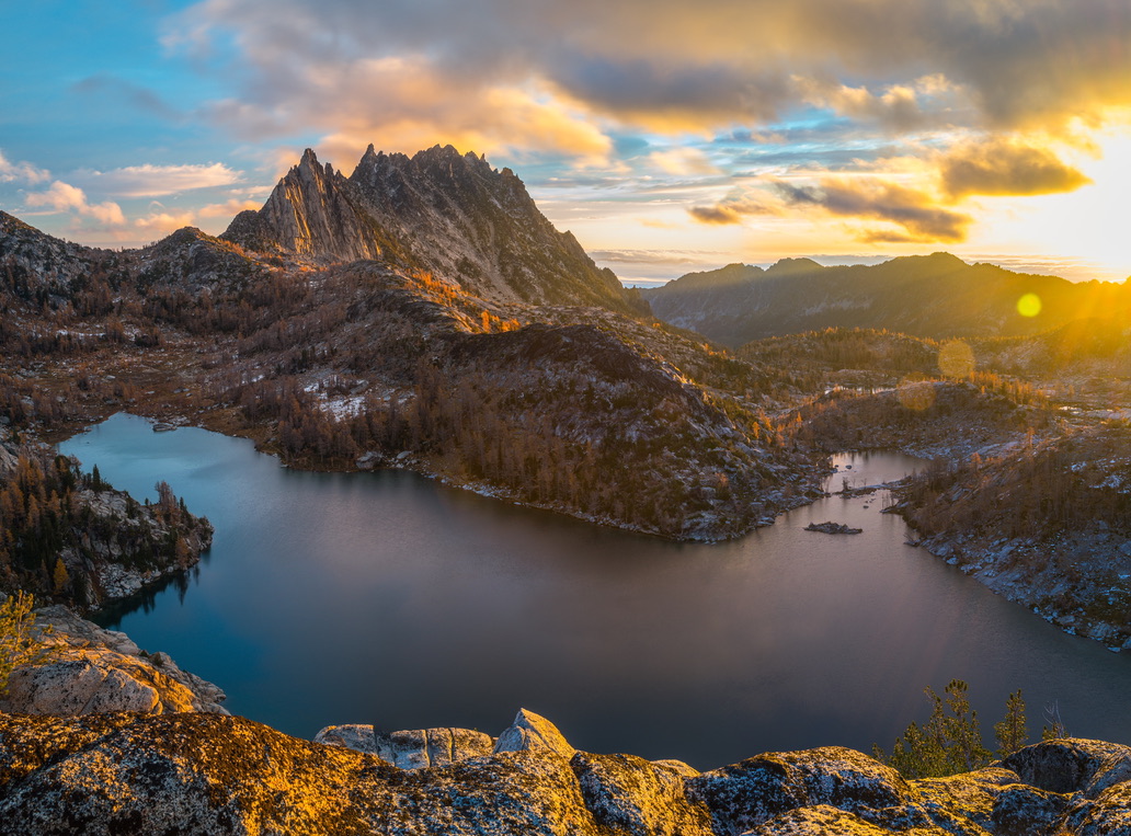 Alpine peaks at golden hour